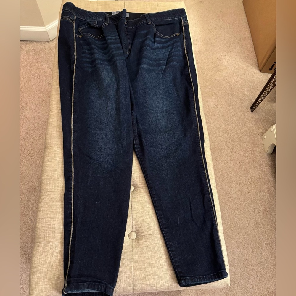 Wit & Wisdom skinny jean with gold stripe down the side. Size 20W.